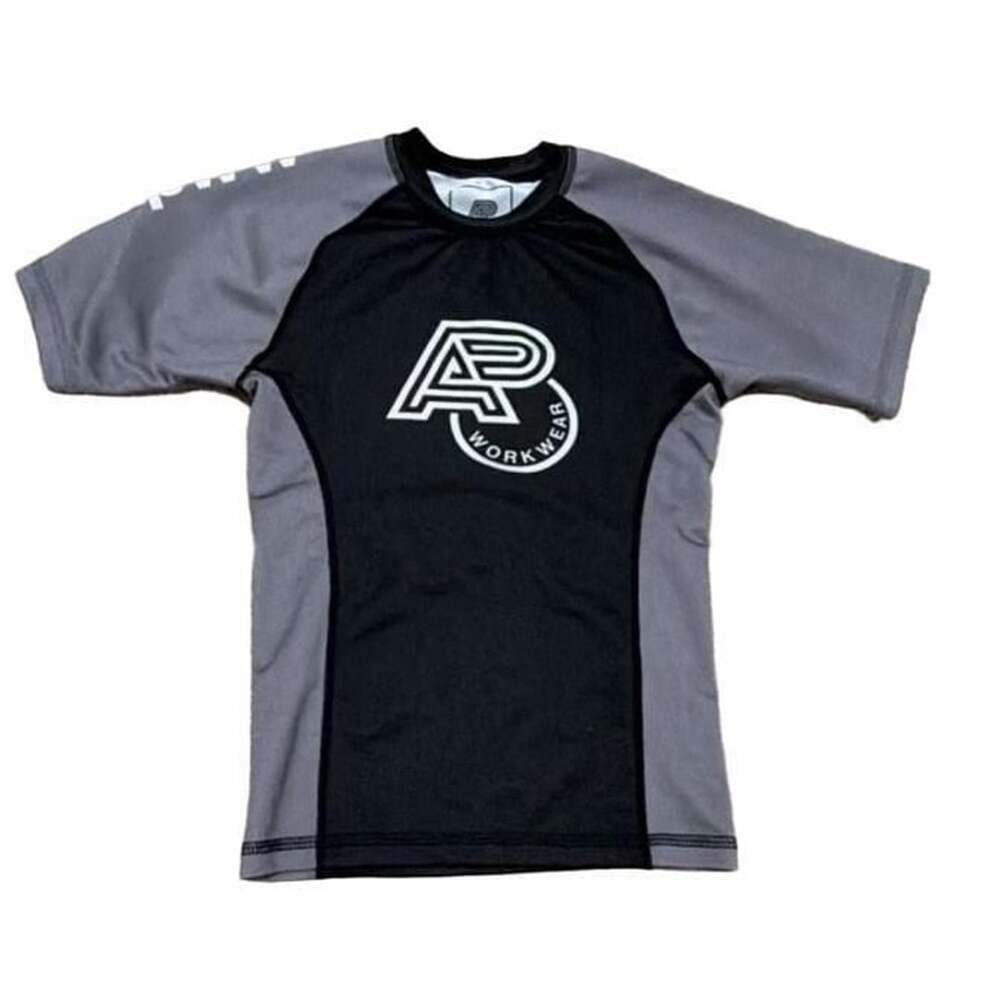 Albino & Preto Workwear Kids Short Sleeve Rashguard Youth M Grey Black